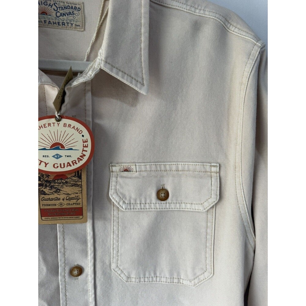 Faherty Sunwashed Canvas CPO Shirt Jacket Size L Mens Aspen Ivory MOF2410 NEW - Picture 4 of 11